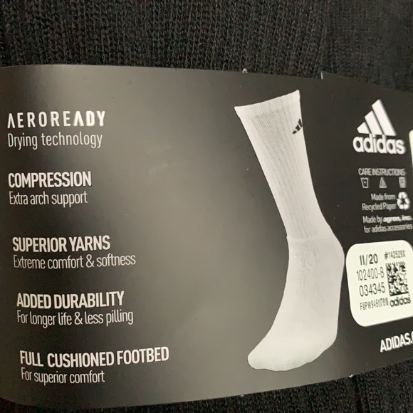 6 pairs socks set Adidas Men’s Cushioned Crew - Picture 7 of 14